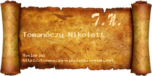 Tomanóczy Nikolett névjegykártya